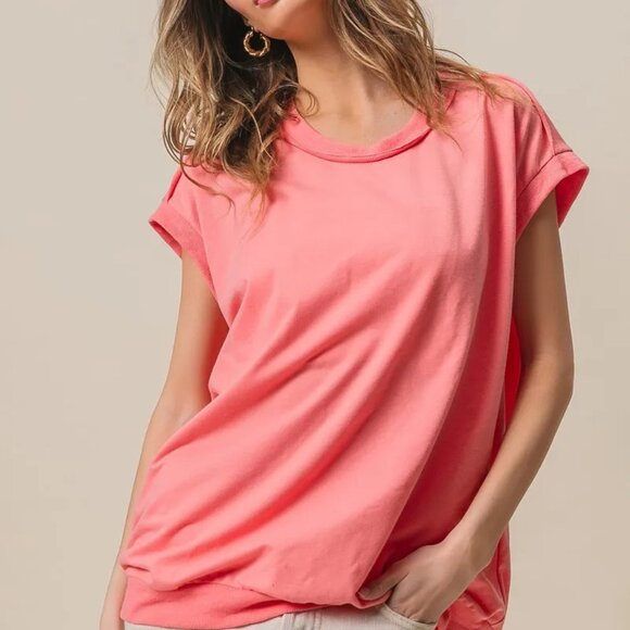 BiBi French Terry Drop Shoulder Basic Top - Picture 3 of 16
